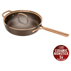 28 cm, Sauteuse avec couvercle en verre, Brun