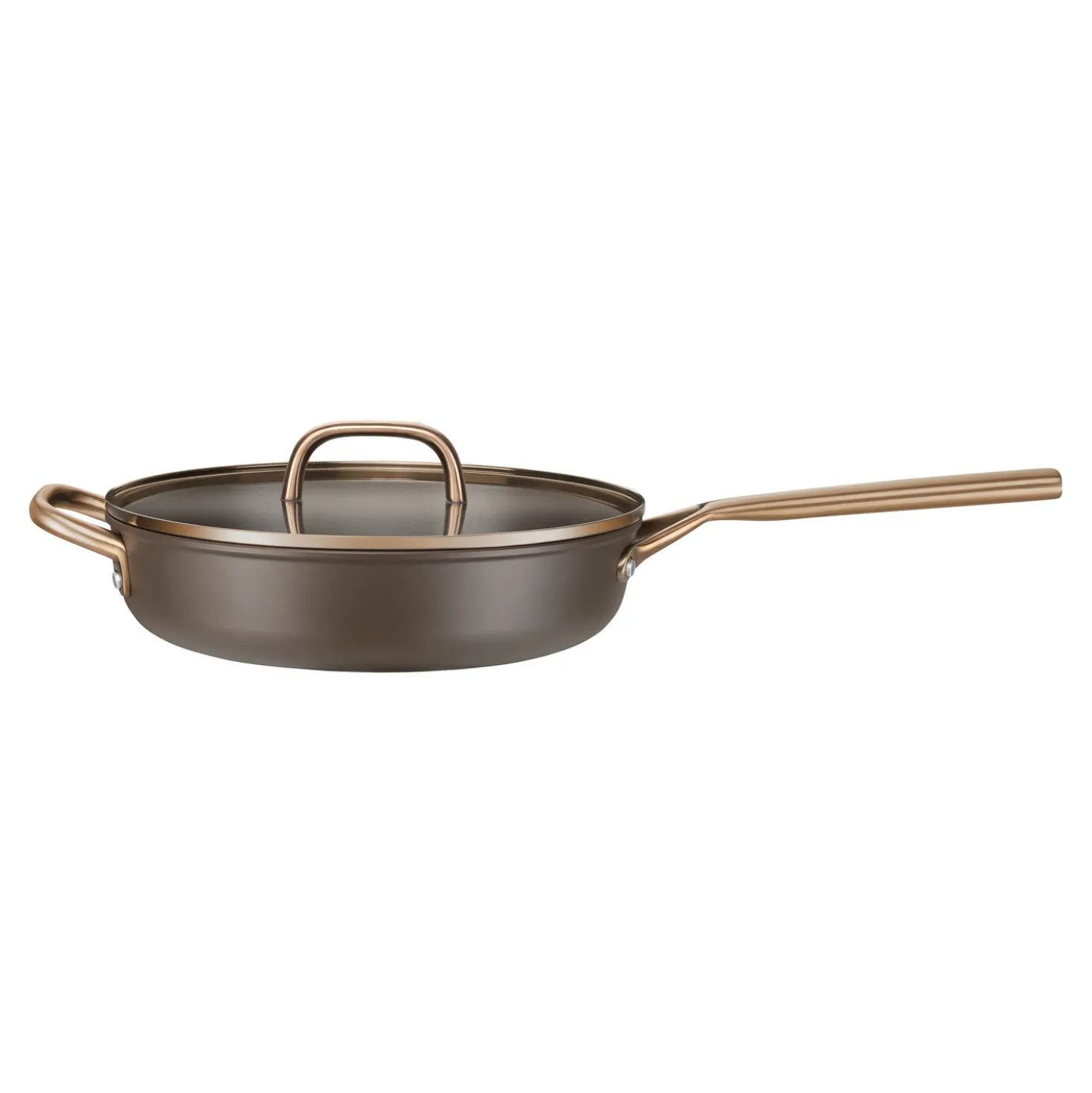 28 cm, Sauteuse avec couvercle en verre, Brun