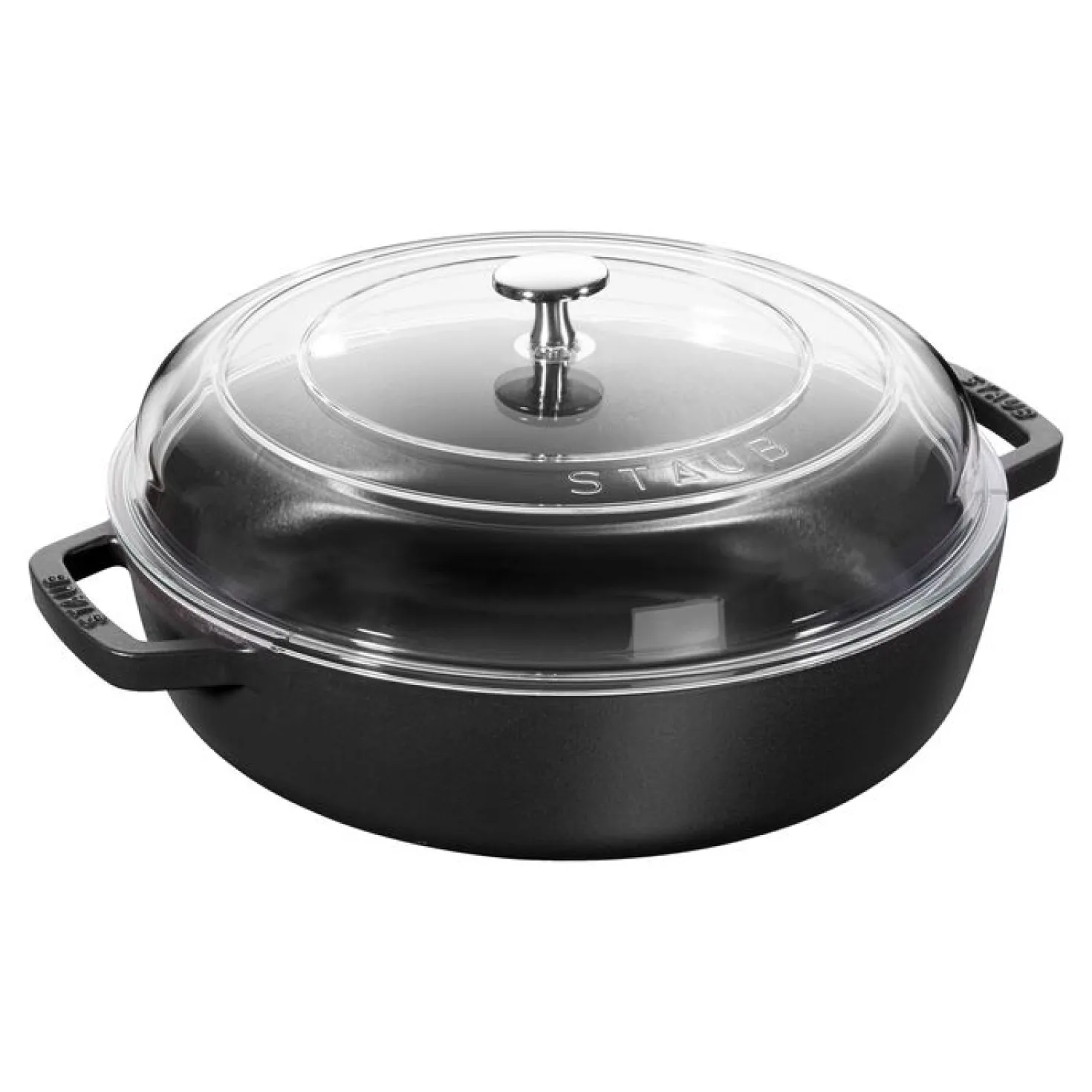 24 cm, Sauteuse avec couvercle en verre, Noir mat