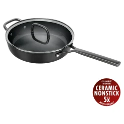 28 cm, Sauteuse avec couvercle en verre, Noir mat