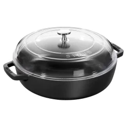 28 cm, Sauteuse avec couvercle en verre, Noir mat
