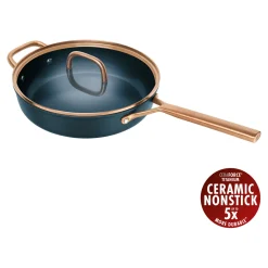 28 cm, Sauteuse avec couvercle en verre, Bleu