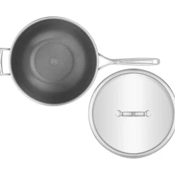 30 cm, Wok avec couvercle, Argent