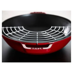 30 cm, Wok avec couvercle en verre, Cerise