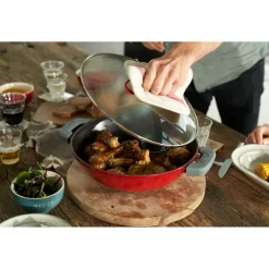 30 cm, Wok avec couvercle en verre, Cerise