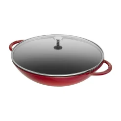 37 cm, Wok avec couvercle en verre, Cerise