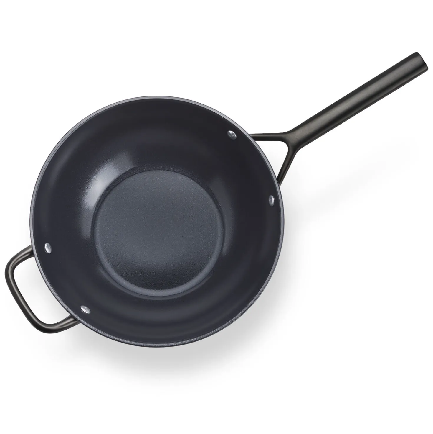 30 cm, Wok avec couvercle en verre, Noir mat