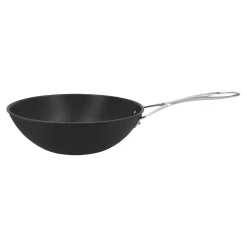 30 cm, Wok fond plat, Noir argenté
