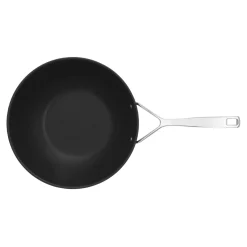 30 cm, Wok fond plat, Noir argenté
