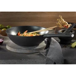 30 cm, Wok, Noir mat