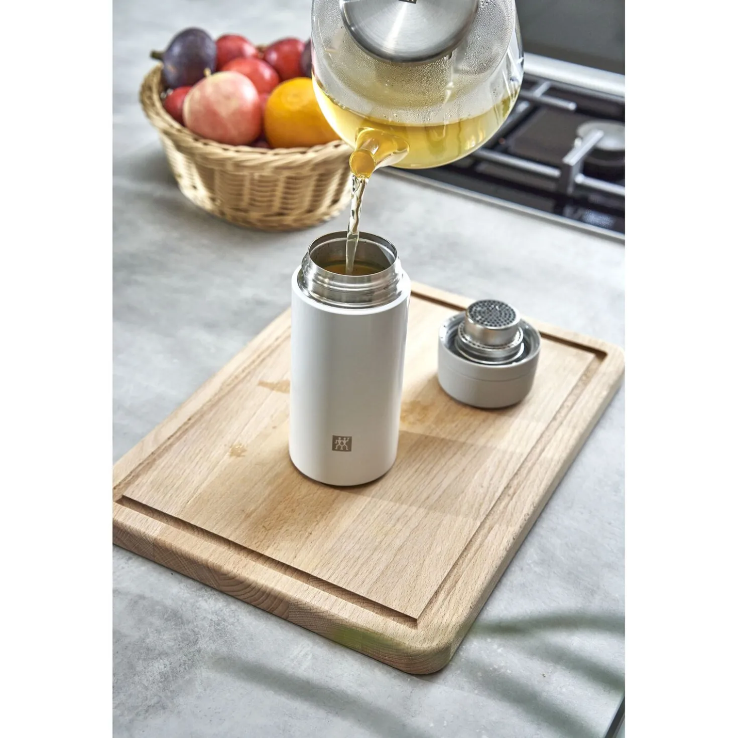 420 ml, Bouteille isotherme, Blanc-Gris