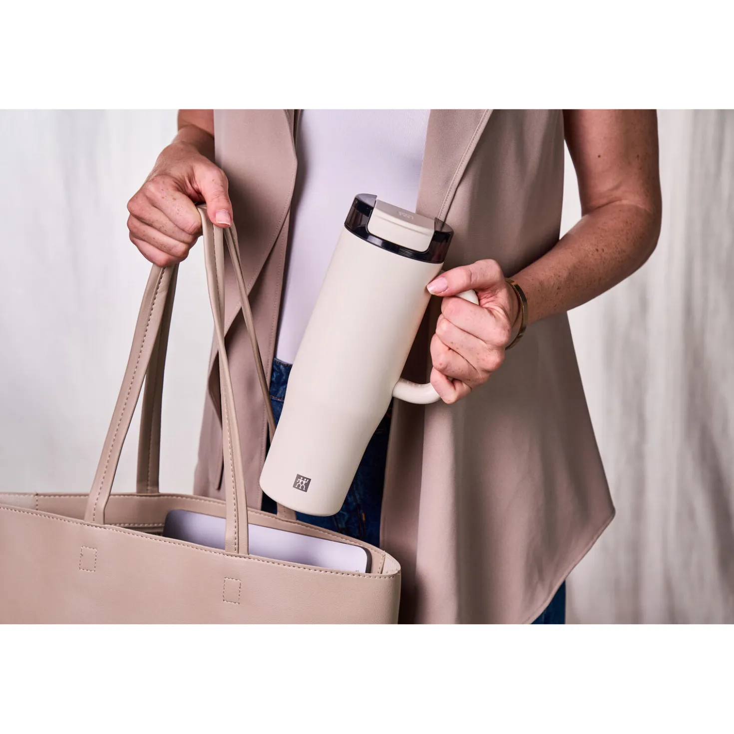 900 ml, Gobelet isotherme avec paille, Cream