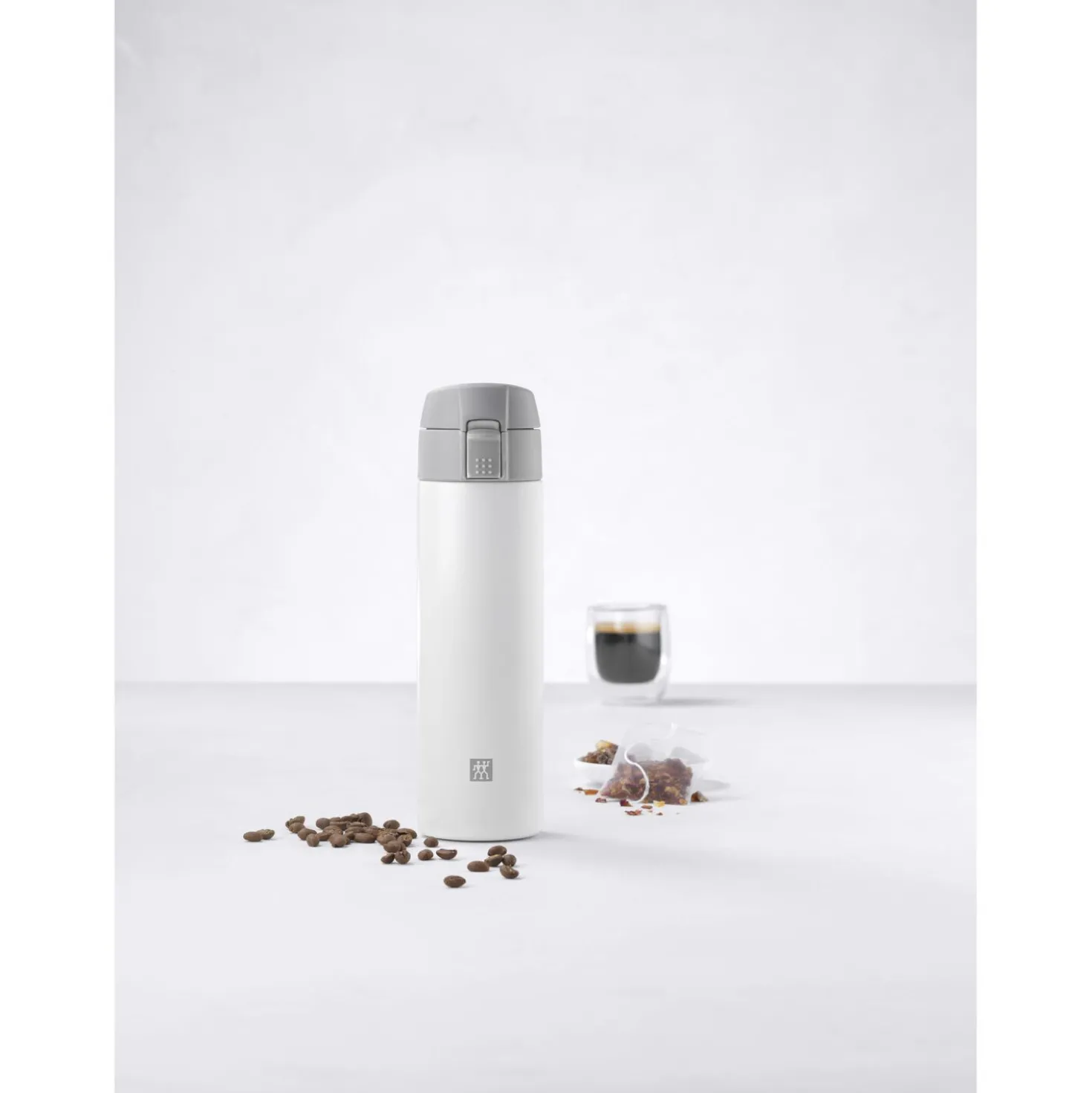 450 ml, Mug isotherme, Blanc-Gris