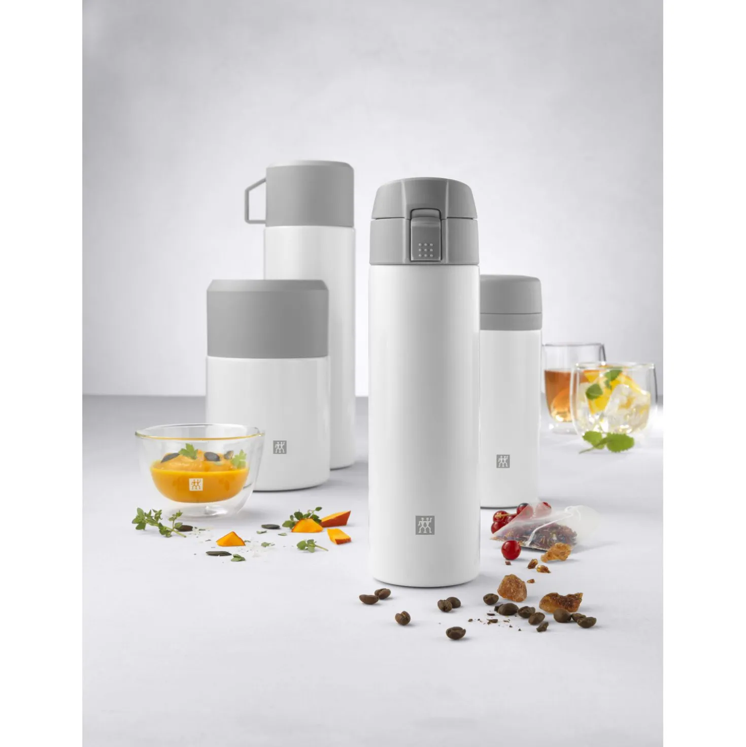 450 ml, Mug isotherme, Blanc-Gris