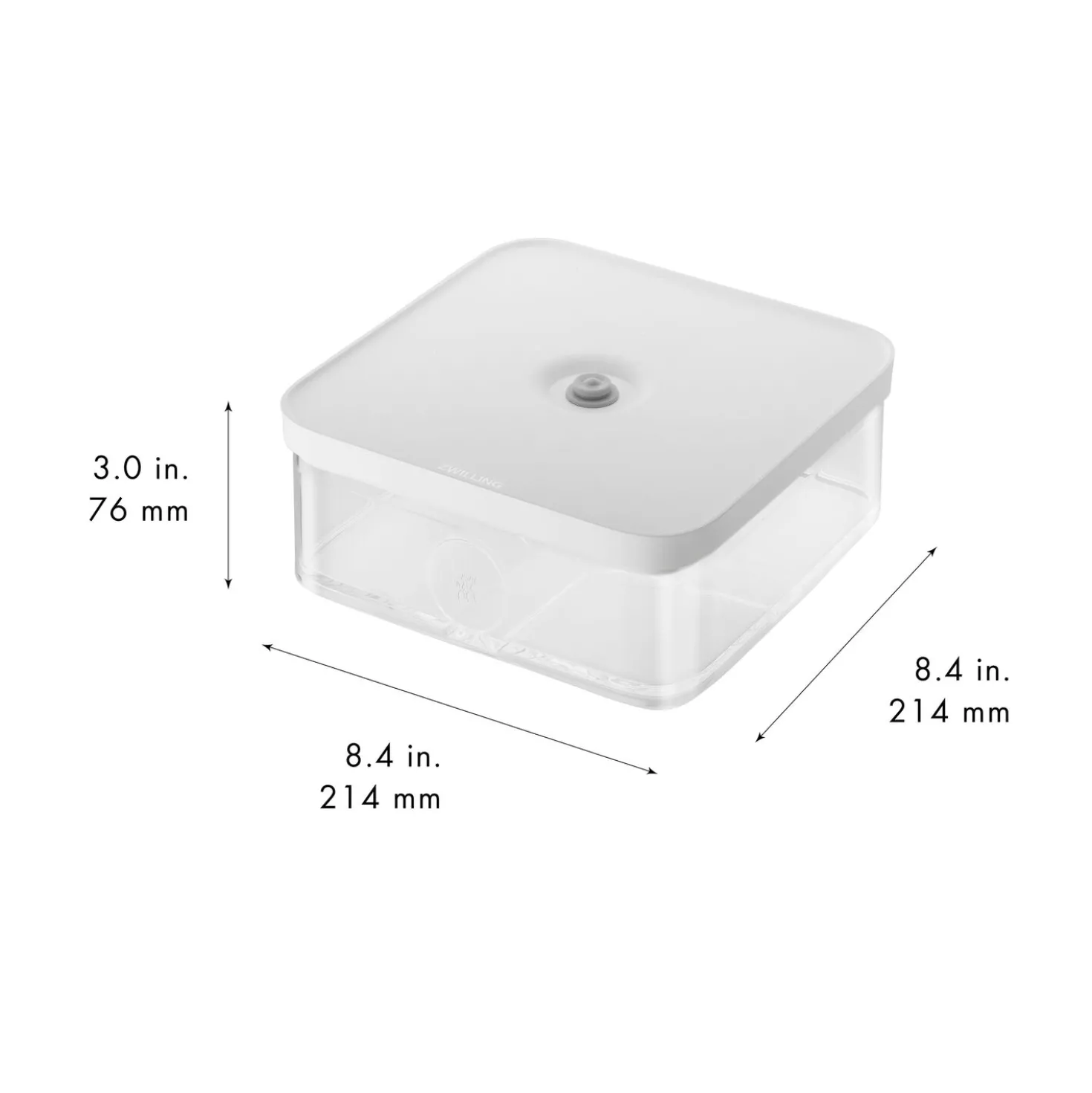 Boîte CUBE L / 21 cm, transparent-blanc