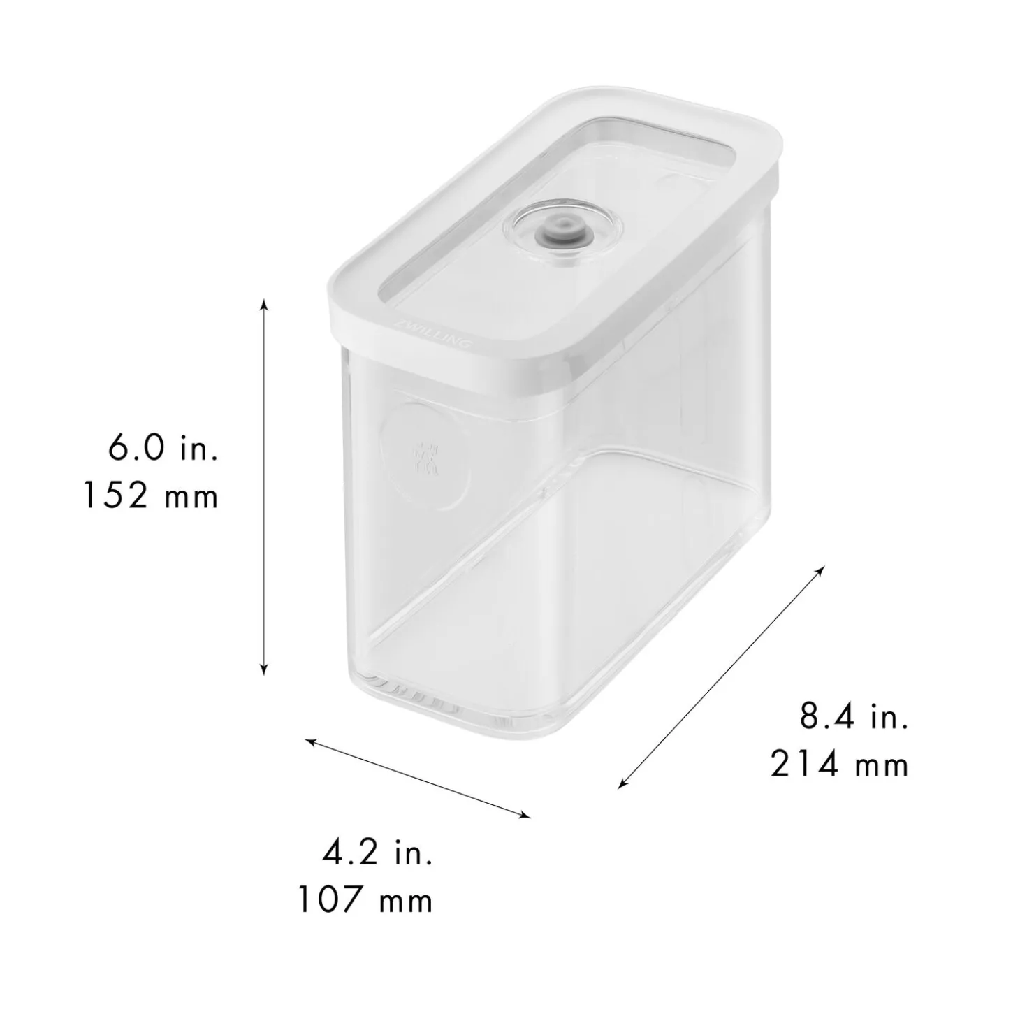 Boîte CUBE 2M / 21 cm, transparent-blanc