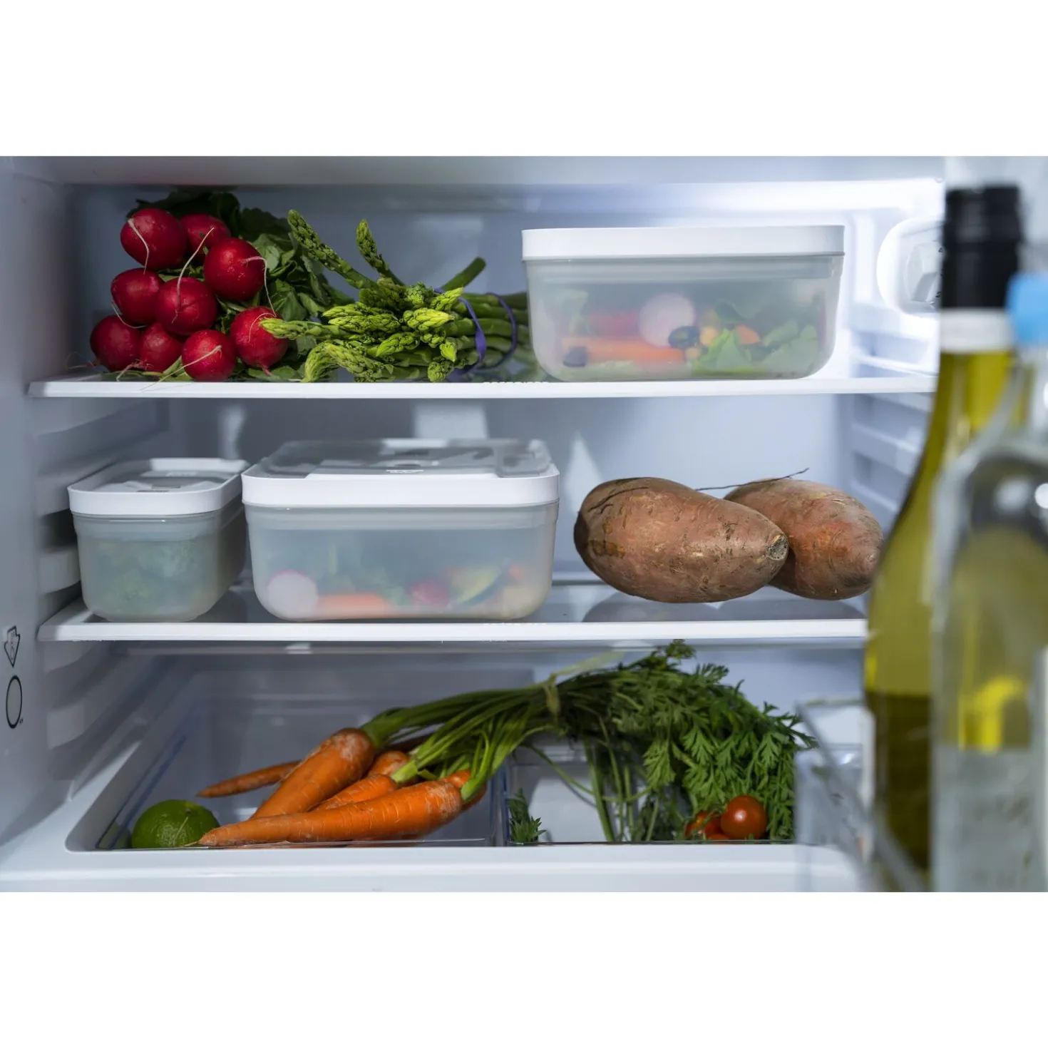 Boîte pour réfrigérateur sous vide, Plastique, semi transparent-Gris