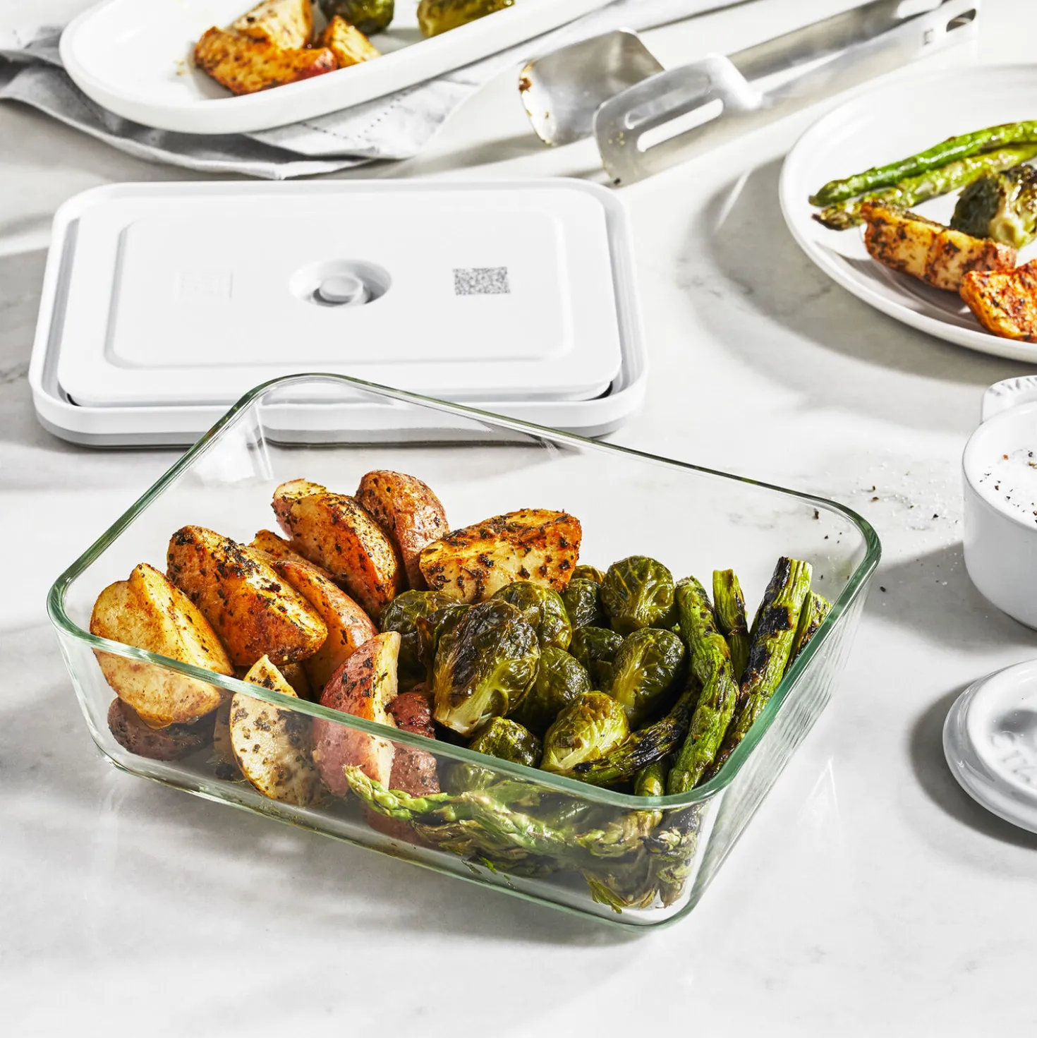 Boîte pour réfrigérateur sous vide, Verre, Gris