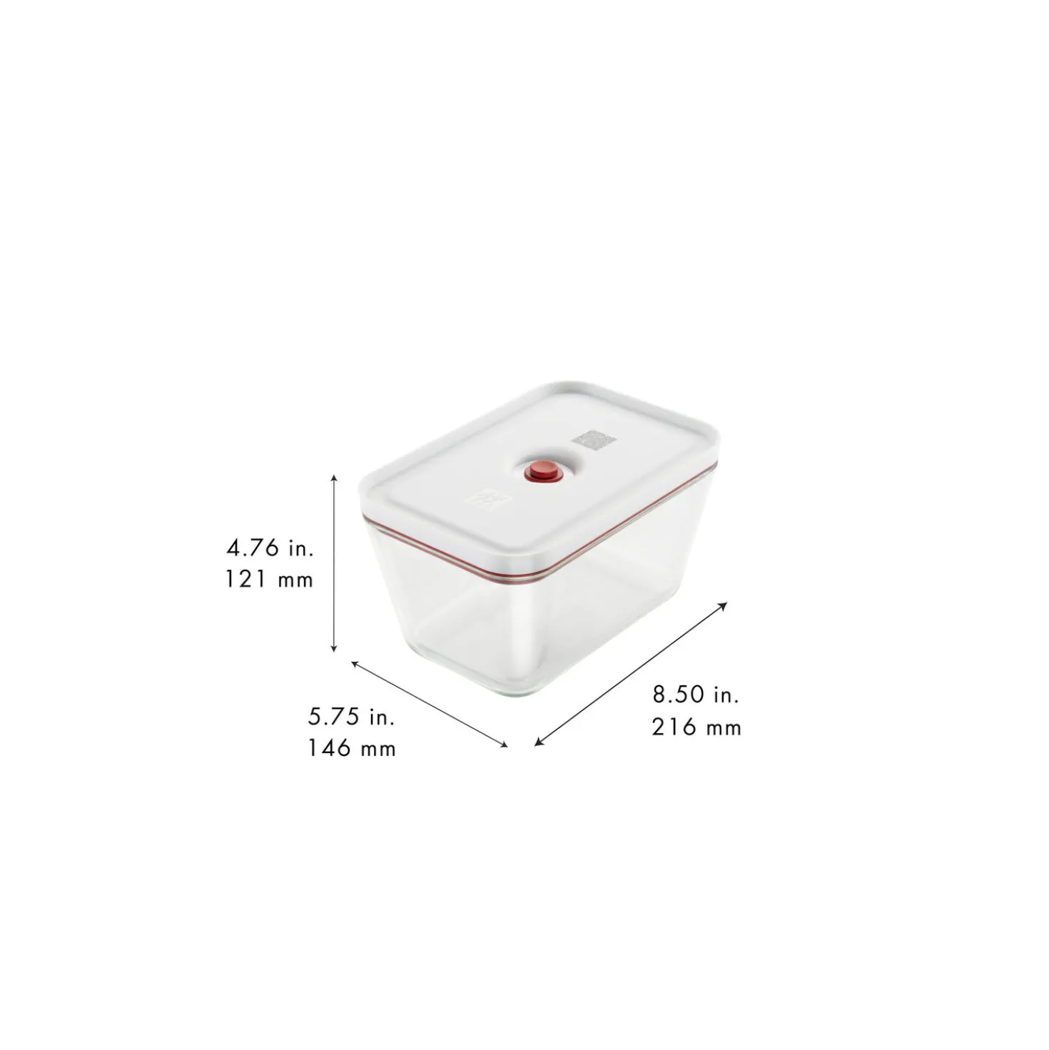 Boîte sous vide L, Verre, Rouge