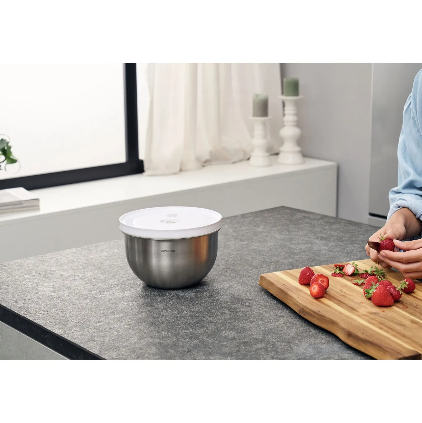 Bol sous vide M / 18 cm, Acier inoxydable, Argent