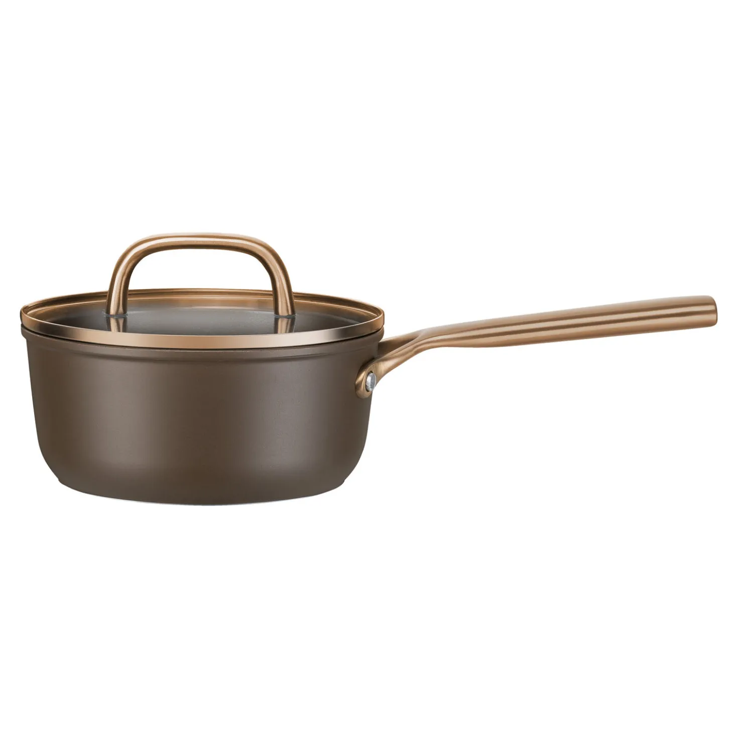 Casserole avec couvercle en verre 18 cm, Aluminium, Brun