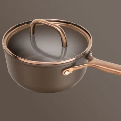 Casserole avec couvercle en verre 18 cm, Aluminium, Brun