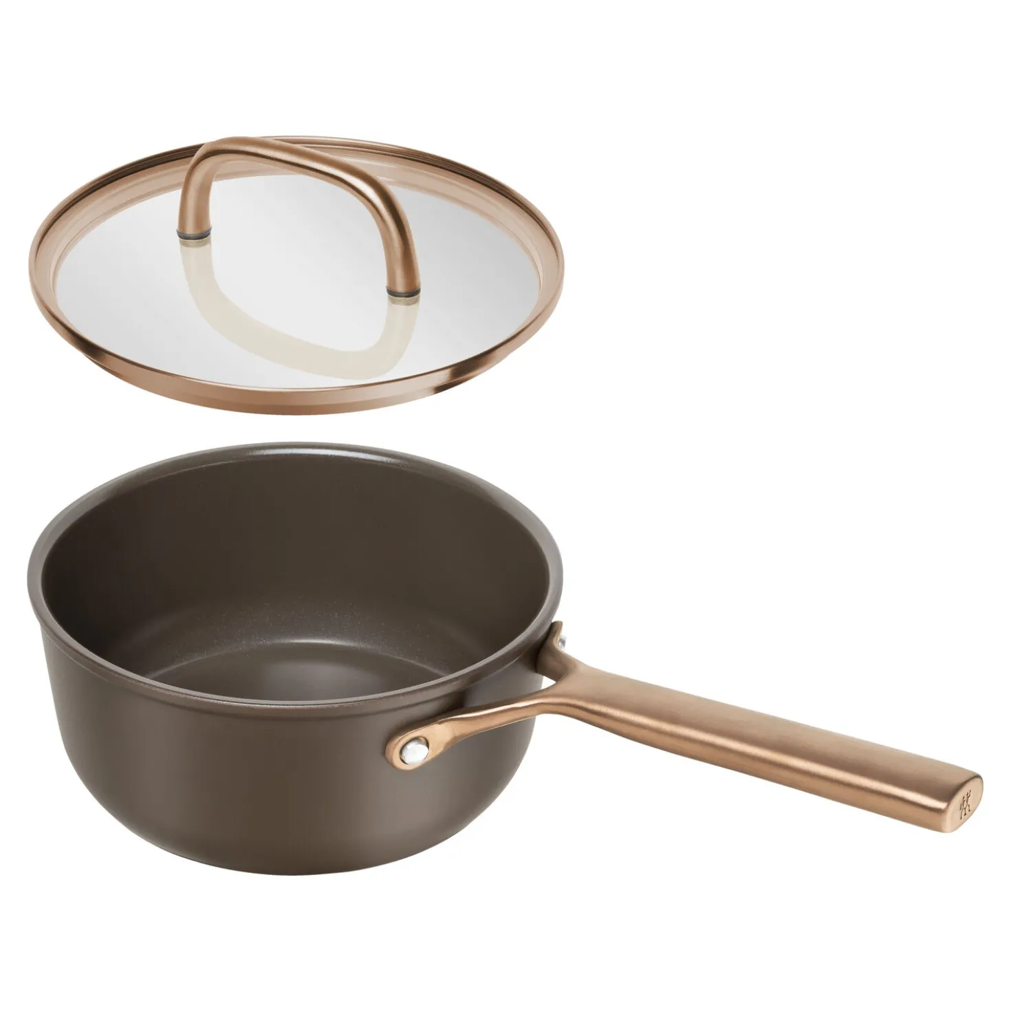 Casserole avec couvercle en verre 18 cm, Aluminium, Brun