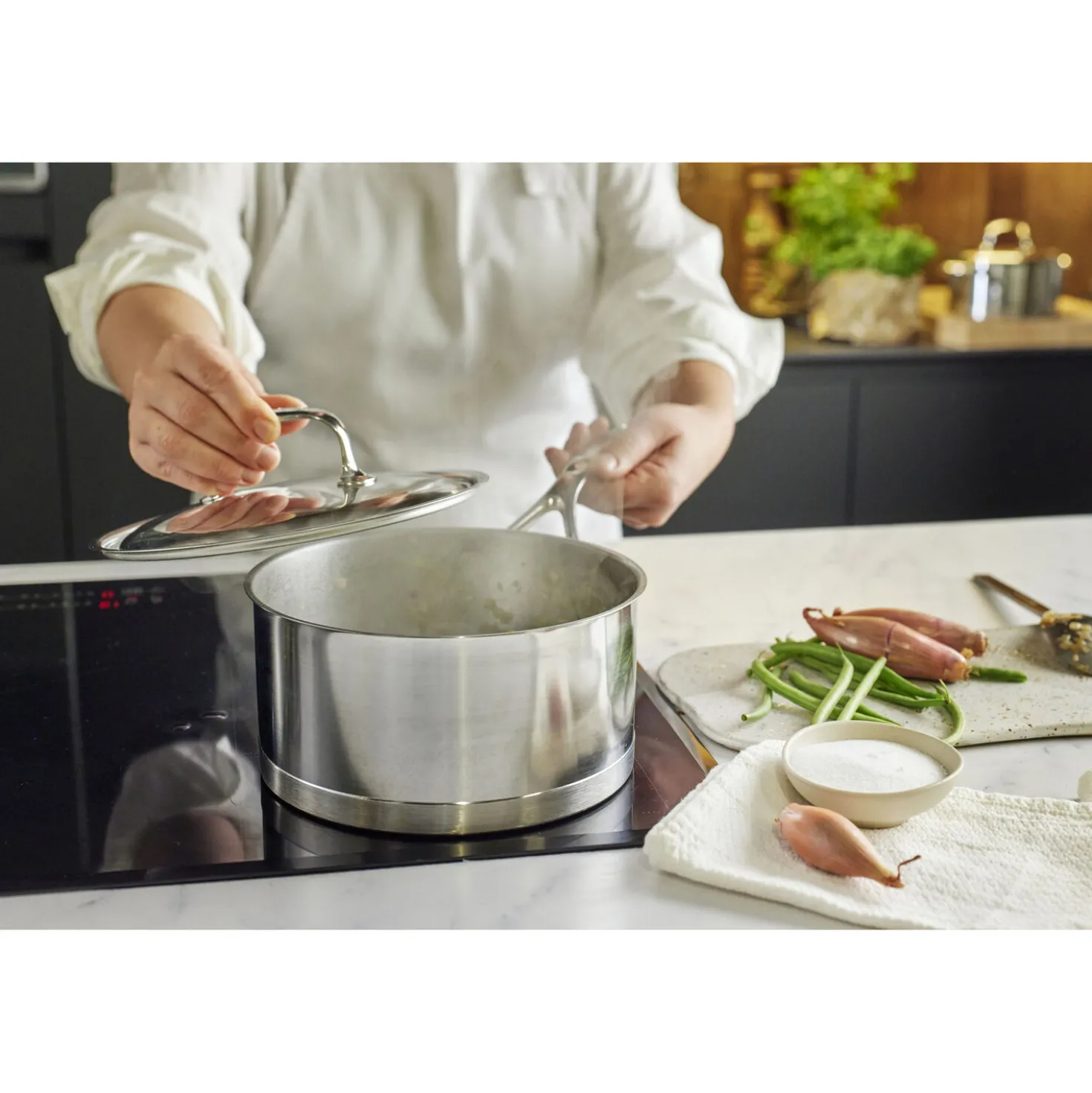 Casserole avec couvercle 18 cm, Inox 18/10, Argent
