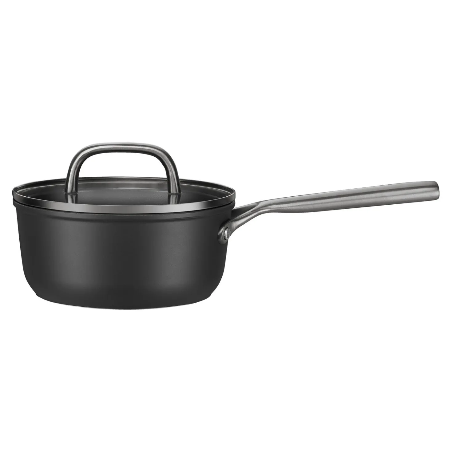 Casserole avec couvercle en verre 18 cm, Aluminium, Noir mat