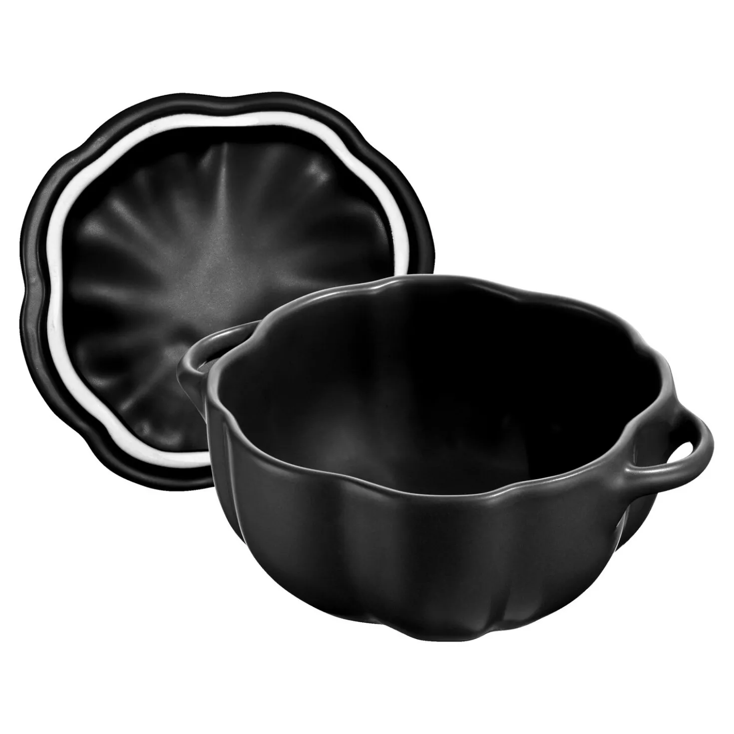 Cocotte 12 cm, Citrouille, Noir mat, Céramique