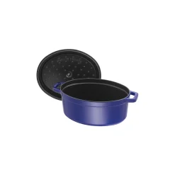Cocotte 33 cm, Ovale, Bleu intense, Fonte