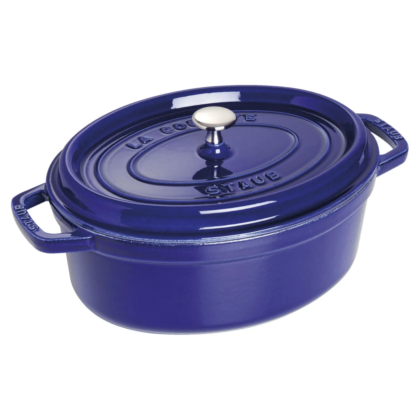 Cocotte 31 cm, Ovale, Bleu intense, Fonte