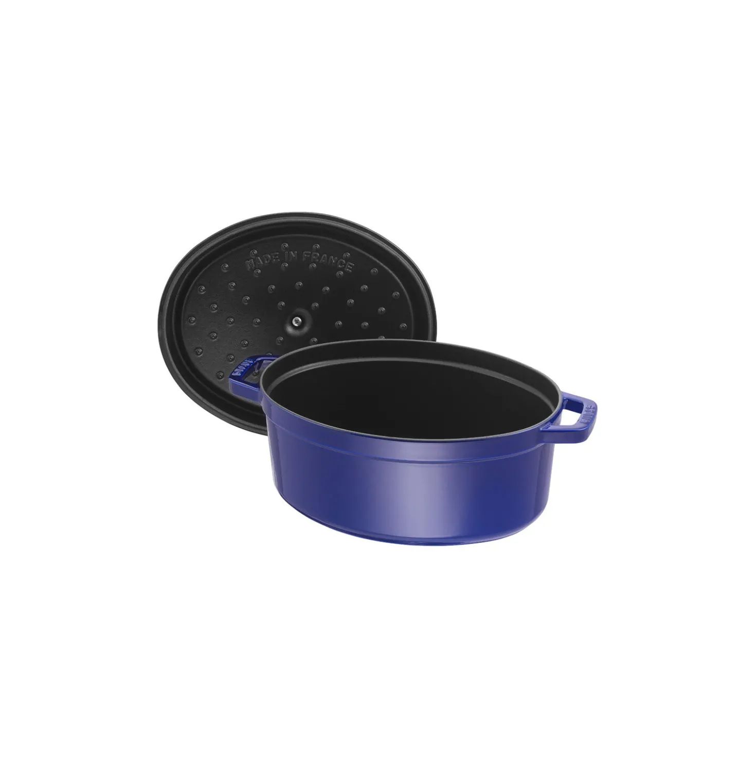 Cocotte 31 cm, Ovale, Bleu intense, Fonte