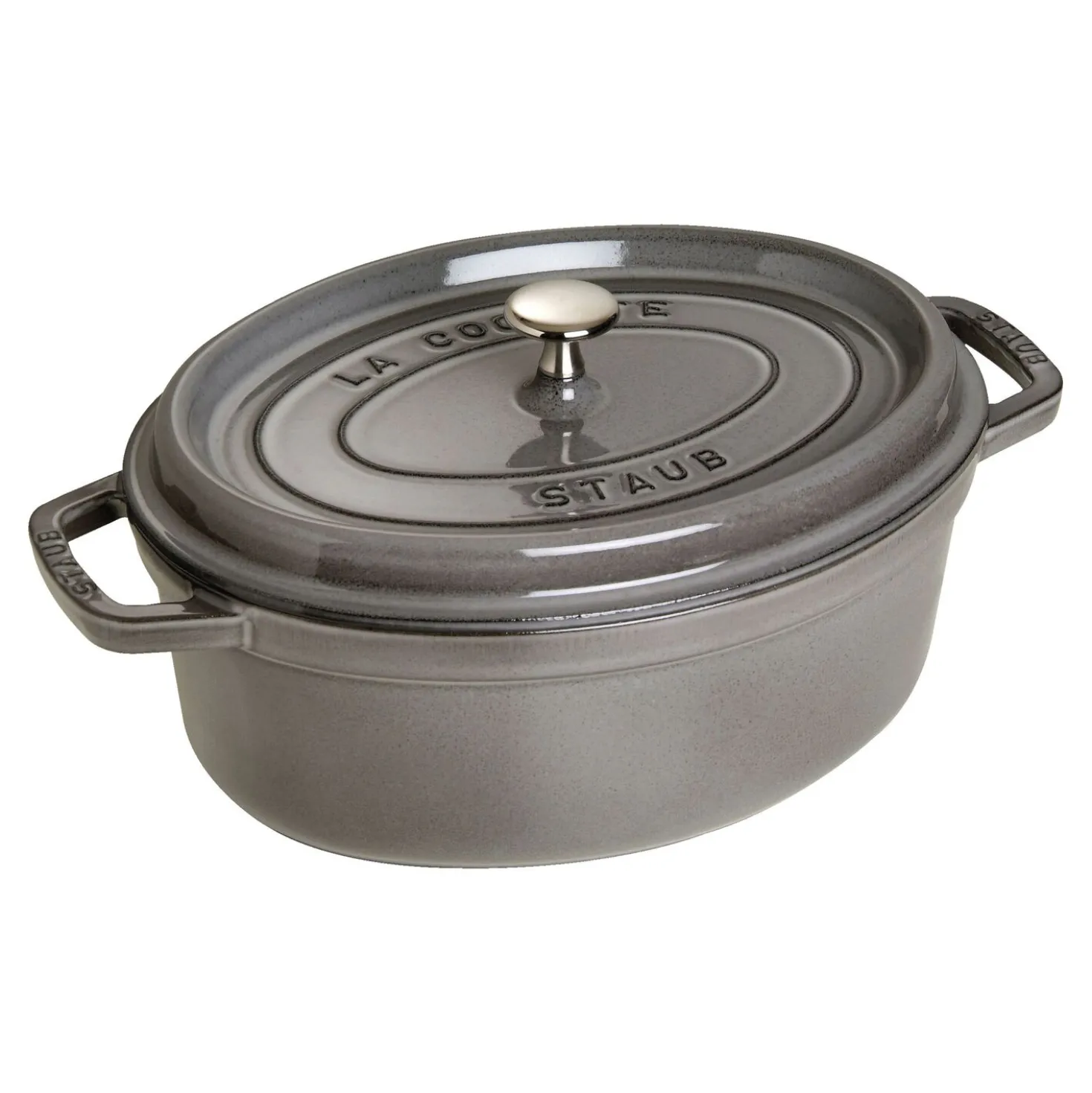 Cocotte 31 cm, Ovale, Gris graphite, Fonte