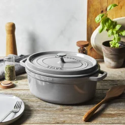 Cocotte 31 cm, Ovale, Gris graphite, Fonte