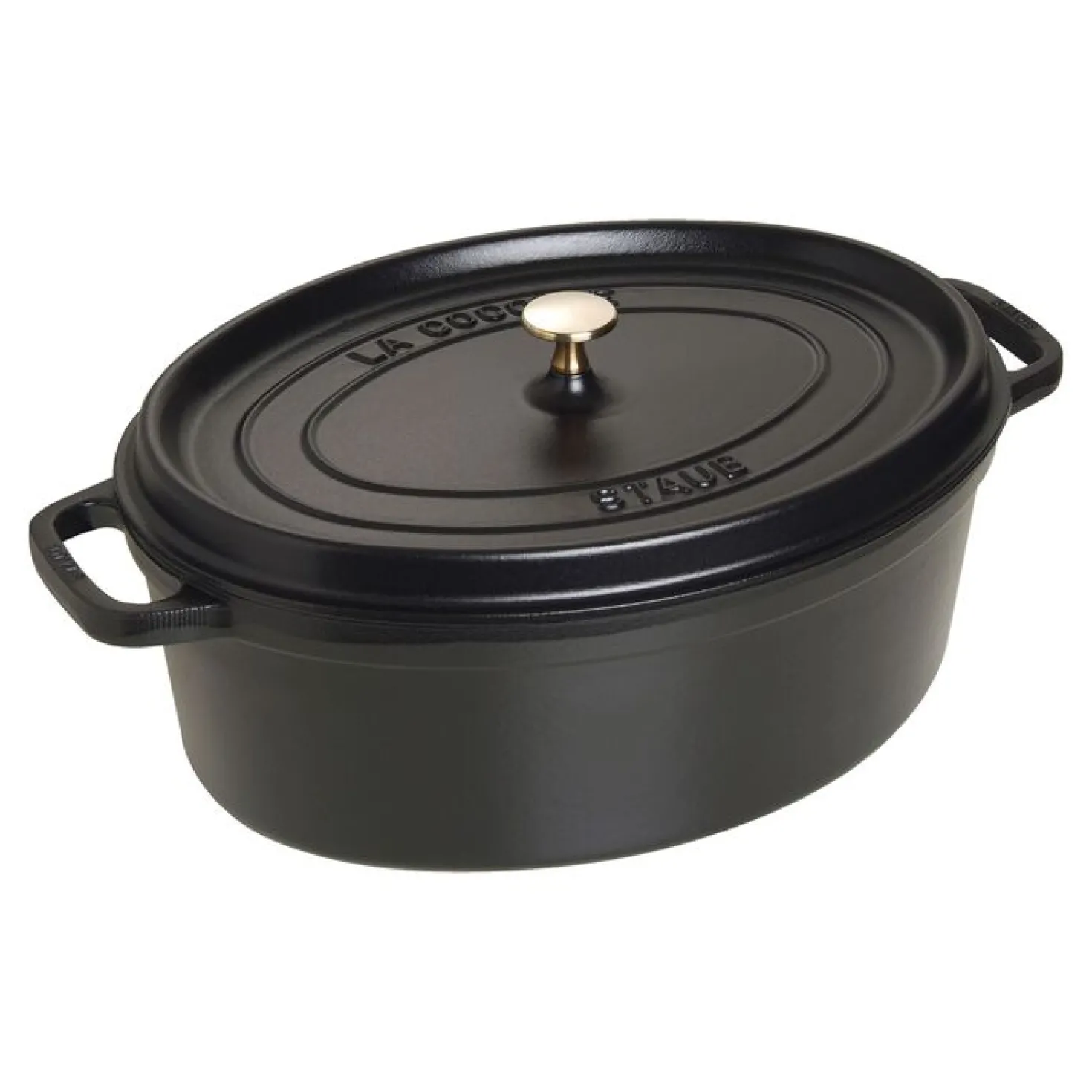 Cocotte 37 cm, Ovale, Noir mat, Fonte