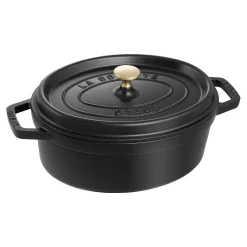 Cocotte 29 cm, Ovale, Noir mat, Fonte