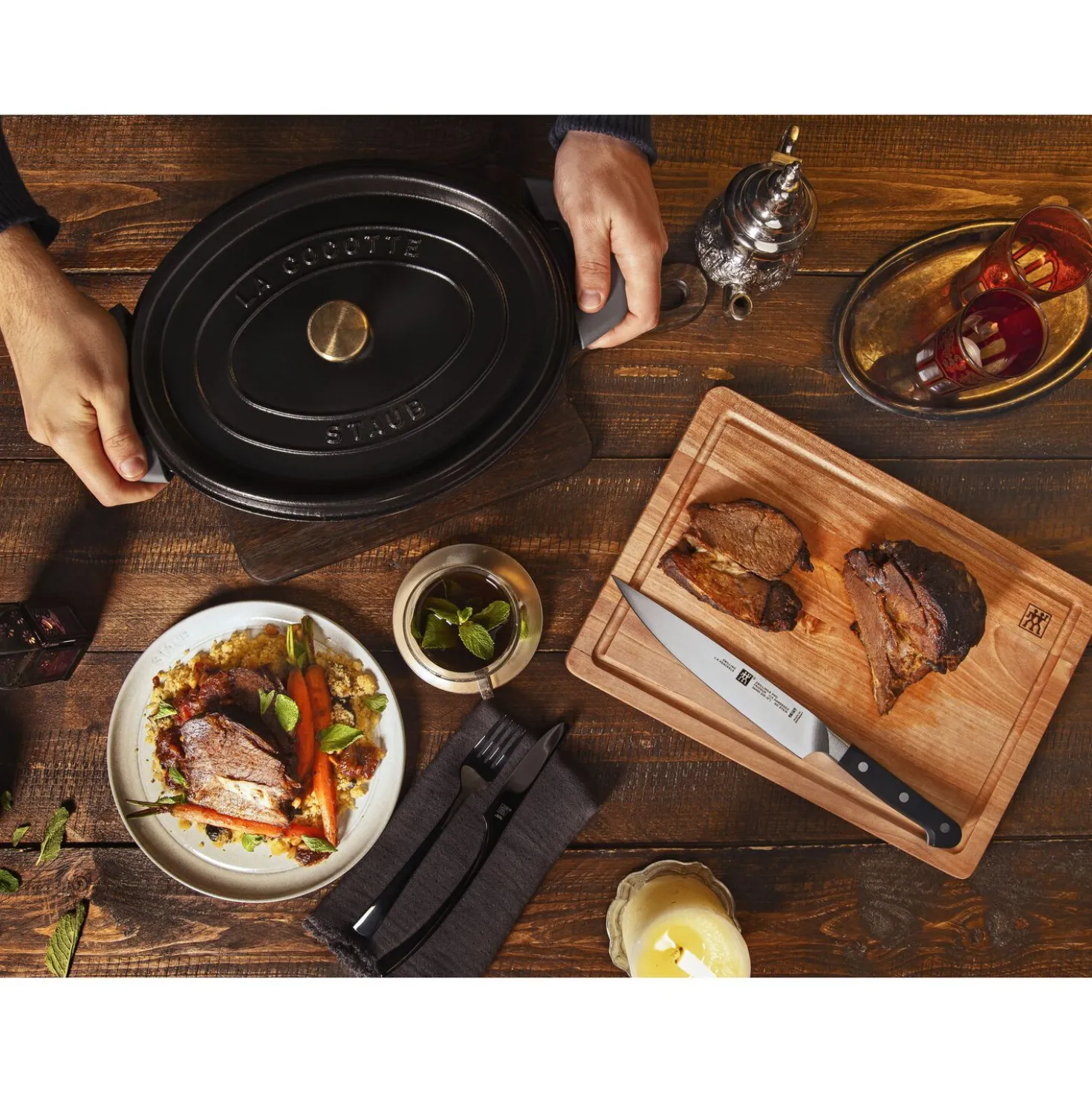 Cocotte 33 cm, Ovale, Noir mat, Fonte