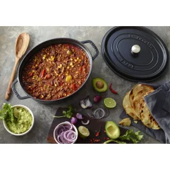 Cocotte 27 cm, Ovale, Noir mat, Fonte