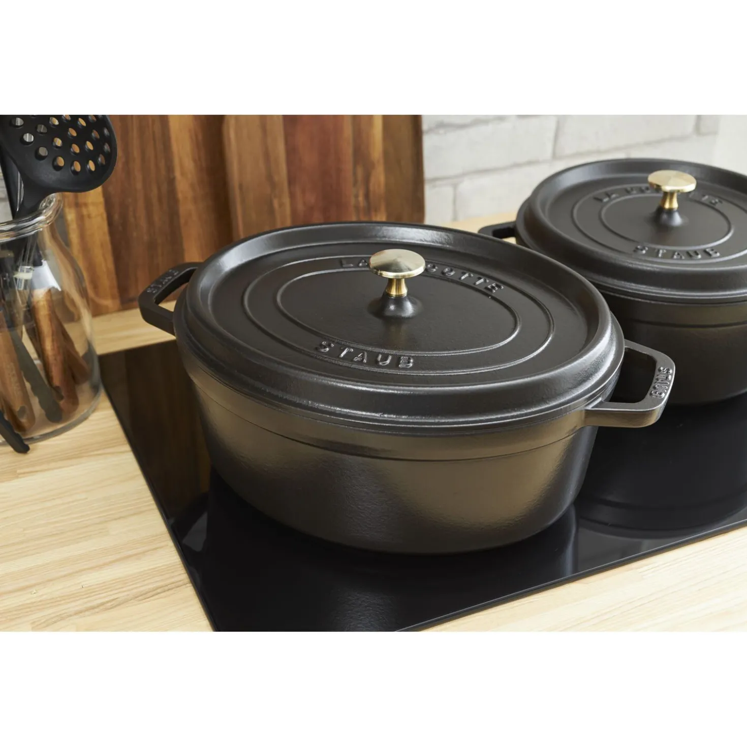 Cocotte 27 cm, Ovale, Noir mat, Fonte