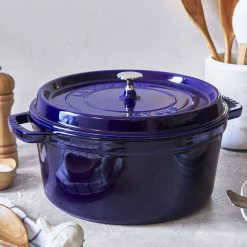 Cocotte 24 cm, Rond(e), Bleu intense, Fonte