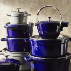 Cocotte 24 cm, Rond(e), Bleu intense, Fonte