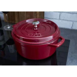 Cocotte 24 cm, Rond(e), Bordeaux, Fonte