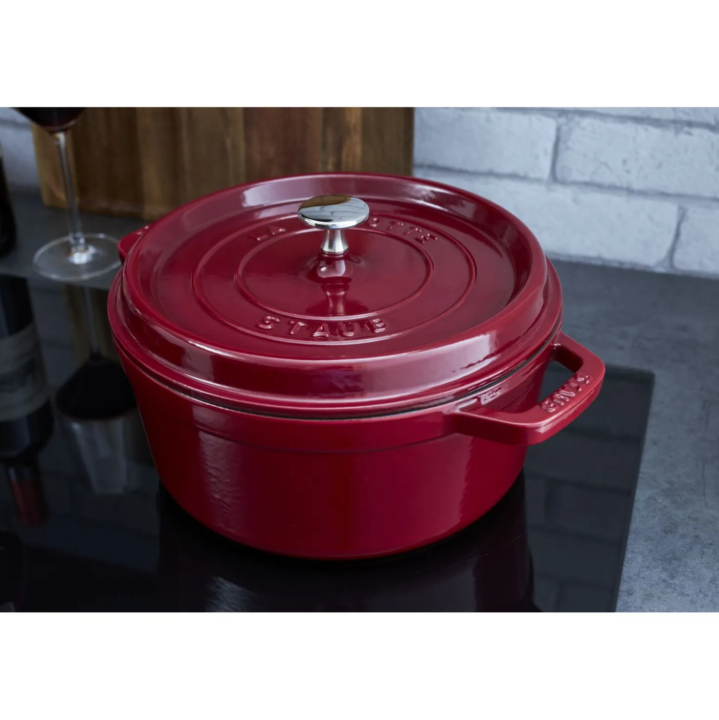 Cocotte 24 cm, Rond(e), Bordeaux, Fonte