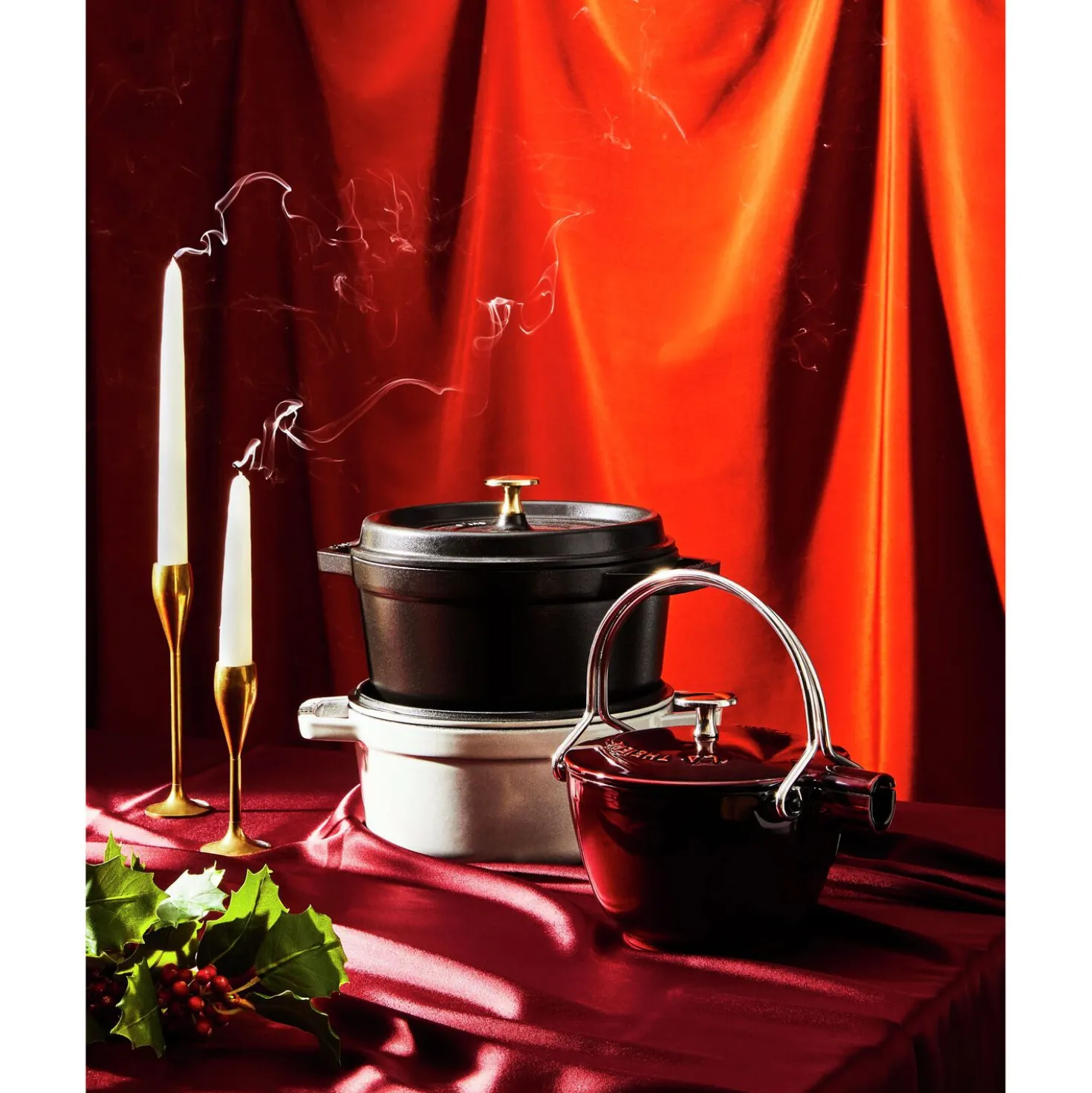 Cocotte 26 cm, Rond(e), Cerise, Fonte