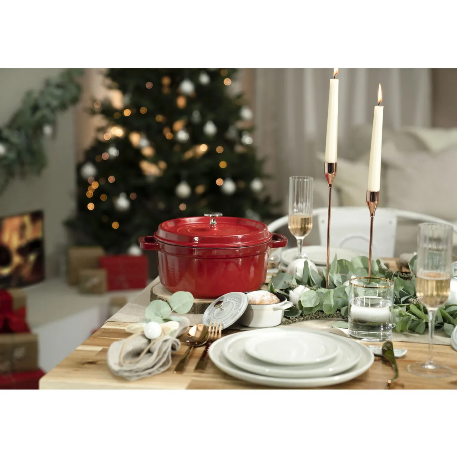 Cocotte 26 cm, Rond(e), Cerise, Fonte