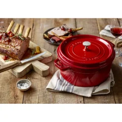 Cocotte 30 cm, Rond(e), Cerise, Fonte