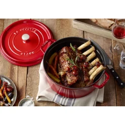 Cocotte 30 cm, Rond(e), Cerise, Fonte