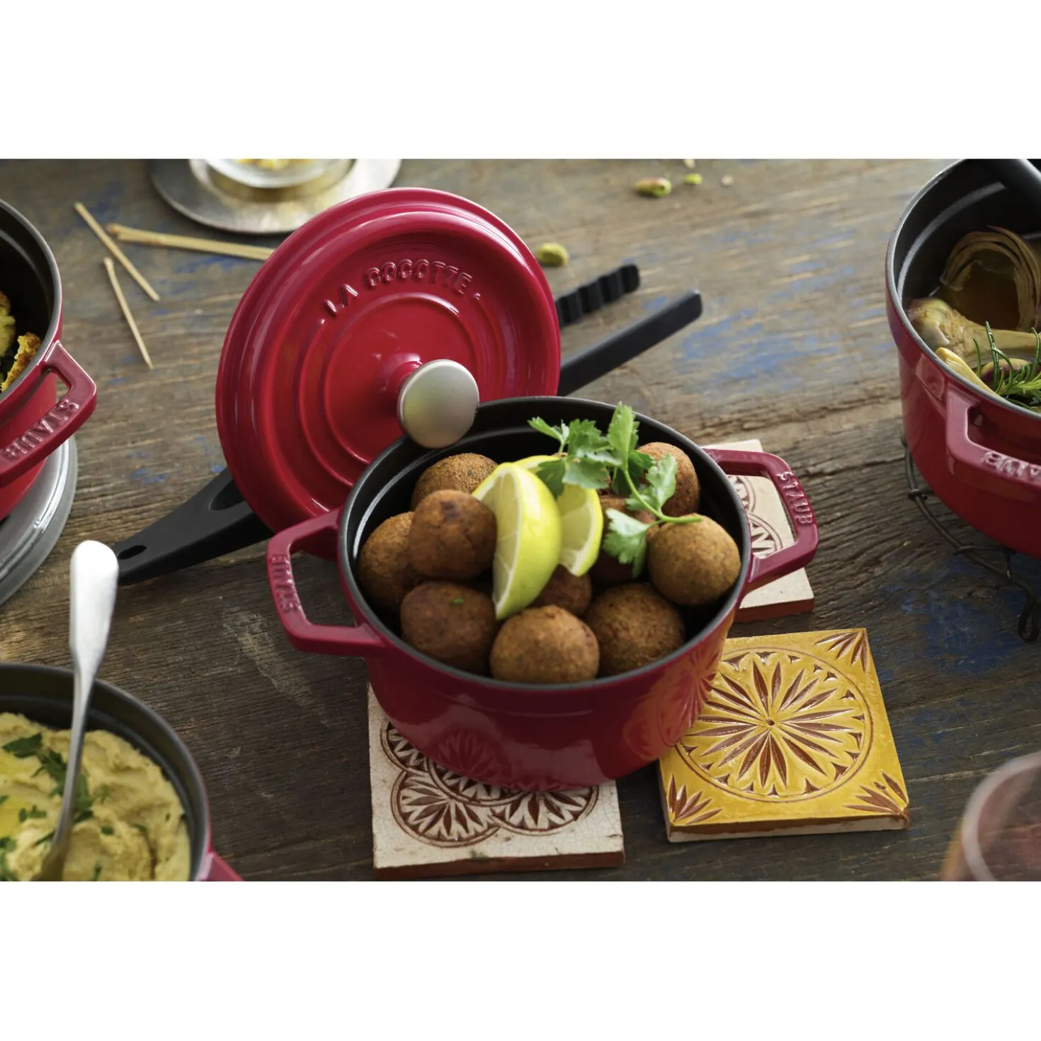 Cocotte 20 cm, Rond(e), Cerise, Fonte