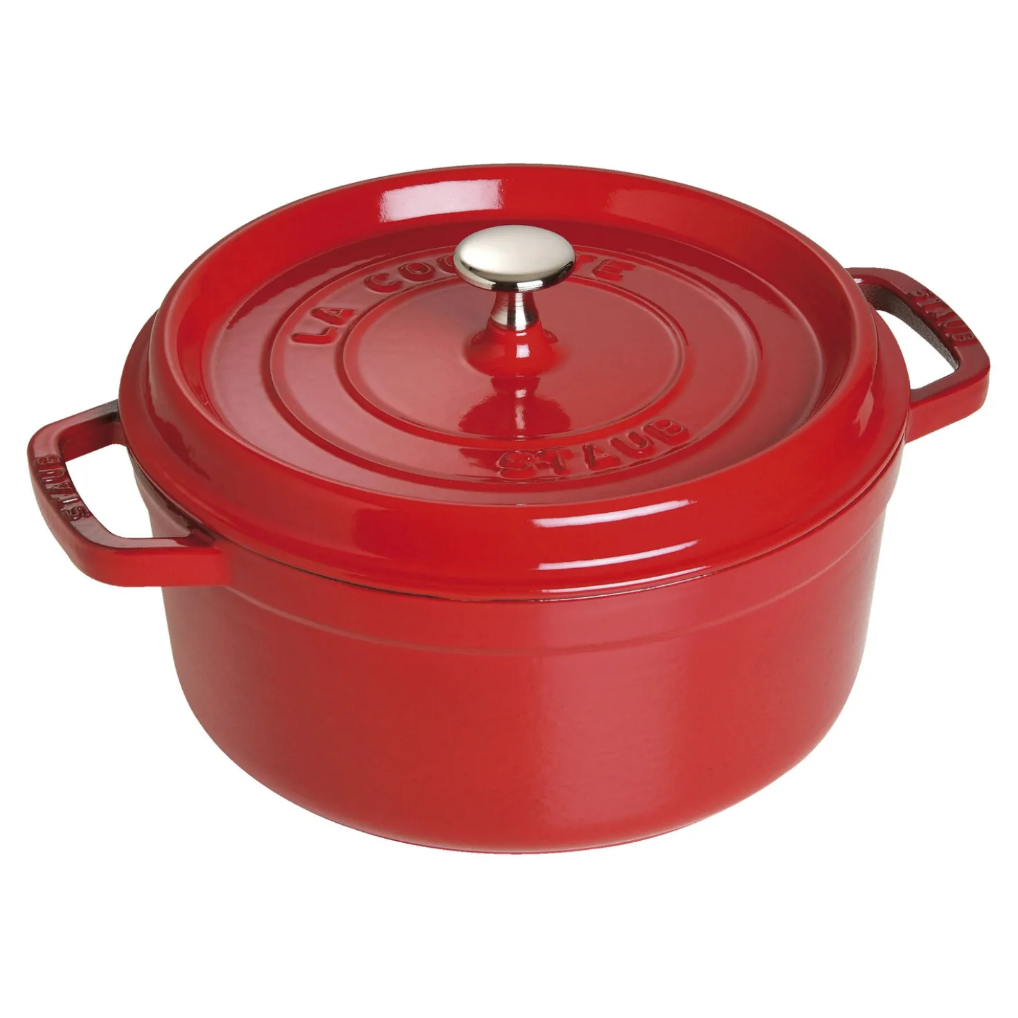Cocotte 24 cm, Rond(e), Cerise, Fonte